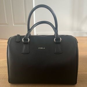 Furla leather bowling bag in black